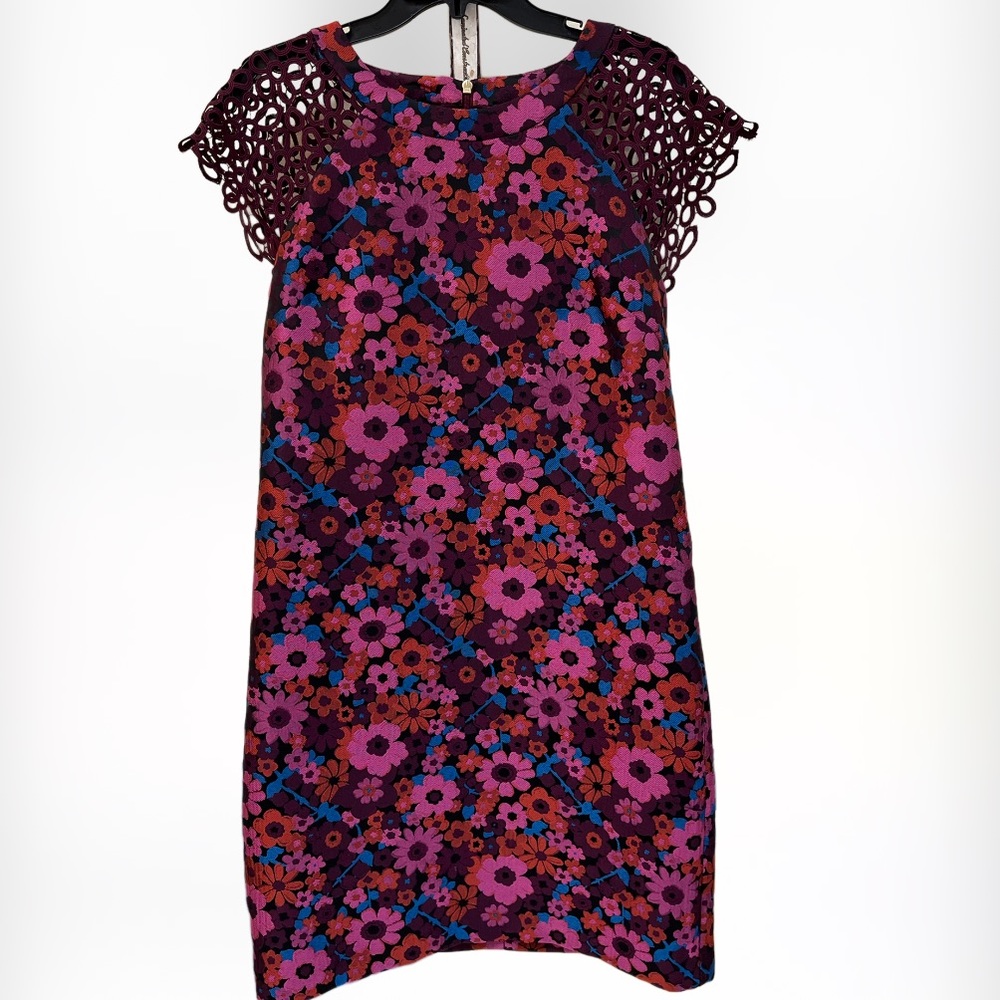Trina Turk Davis Dress Burgundy Floral Print